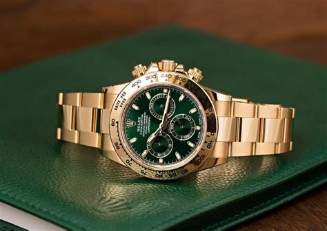 gold watch green face rolex|Rolex gold with green face.